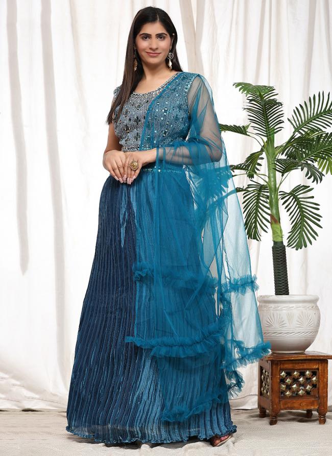 Imported Blue Party Wear Embroidery Work Readymade Lehenga Choli